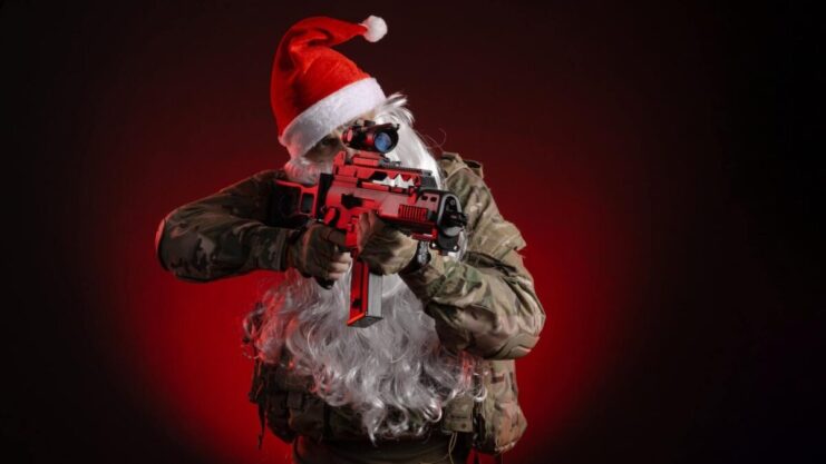santa with fire gun